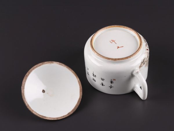 中国古玩 唐物 煎茶道具 粉彩 急須 許人 在銘 時代物 極上品 初だし品