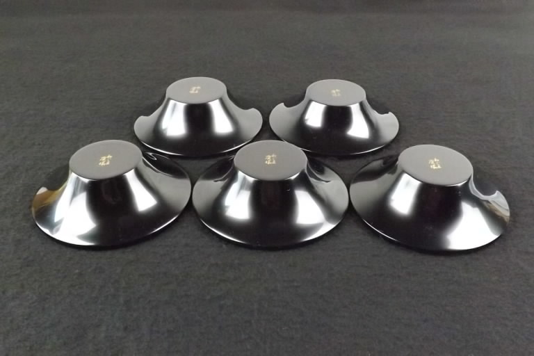 ◇貴重品 輪島塗 最高峰 国産漆 慶塚造 朱刷毛目 茶托 5客 未使用品 共箱◇