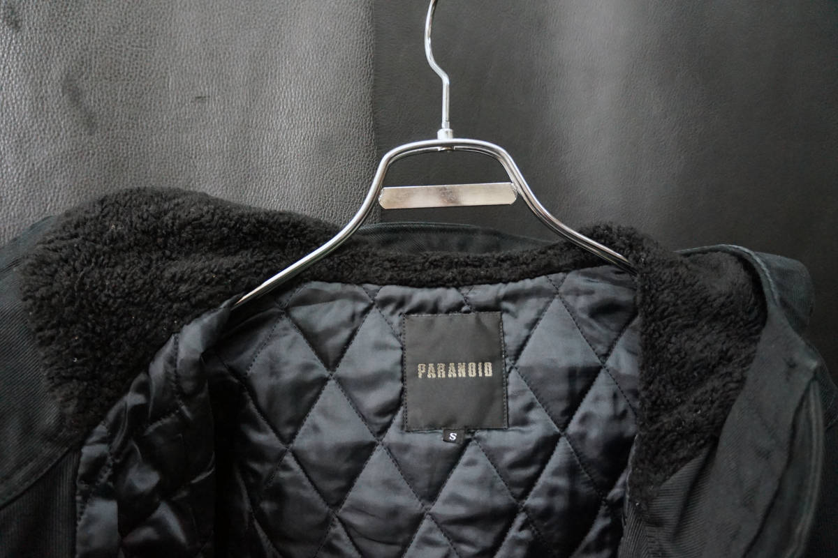 PARANOID フーデッドデッキジャケット S 黒 ブラック ジャーマンクロス 