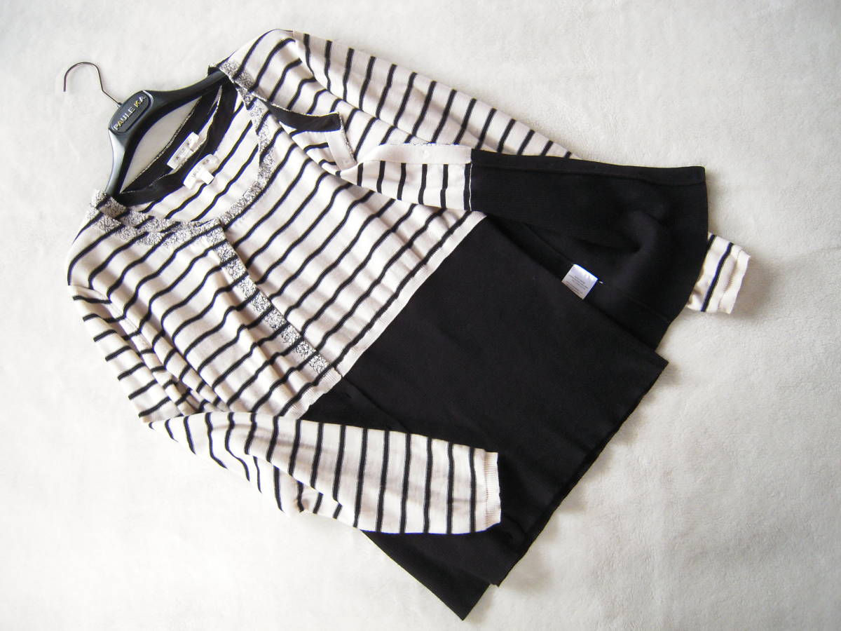 お得，人気SALE PAULE KA ポールカ レース&times;ボーダーニットアンサンブル セットアップ sizeＬ ベージュ&times;黒 カーディガン ワンピースに(ポールカ)｜売買されたオークション情報、yahooの商品情報をアーカ ポールカ