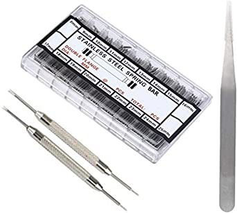 腕時計用 バネ棒 18サイズ セット （8mm~25mm ）+ ピンセット1本 ＋ バネ棒はずし２本 腕時計工具 時計修理 ベル_1