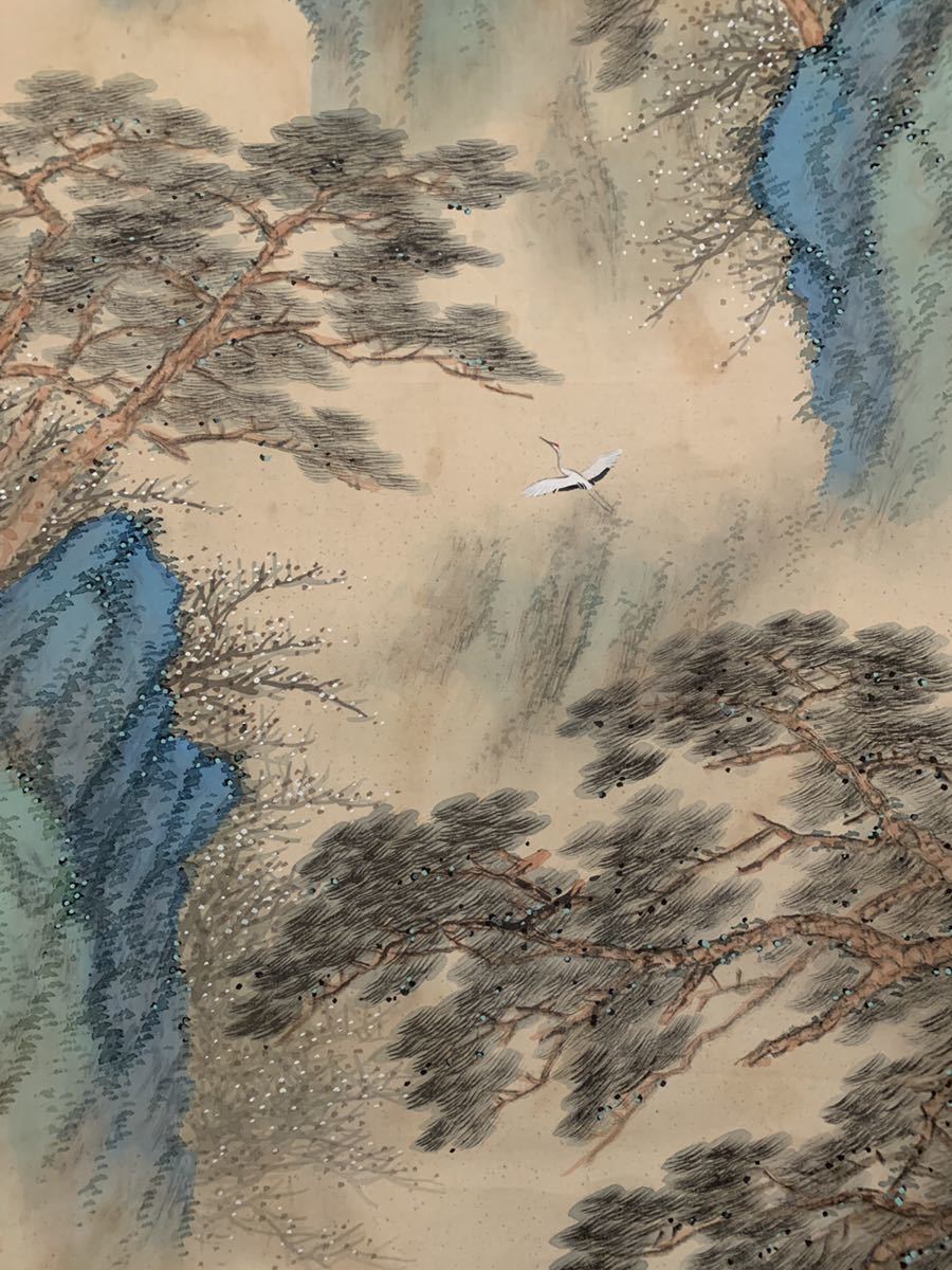 模写】吉】2261 仁木伴山 山水図 共箱 矢野橋村師事 南画家 中国画