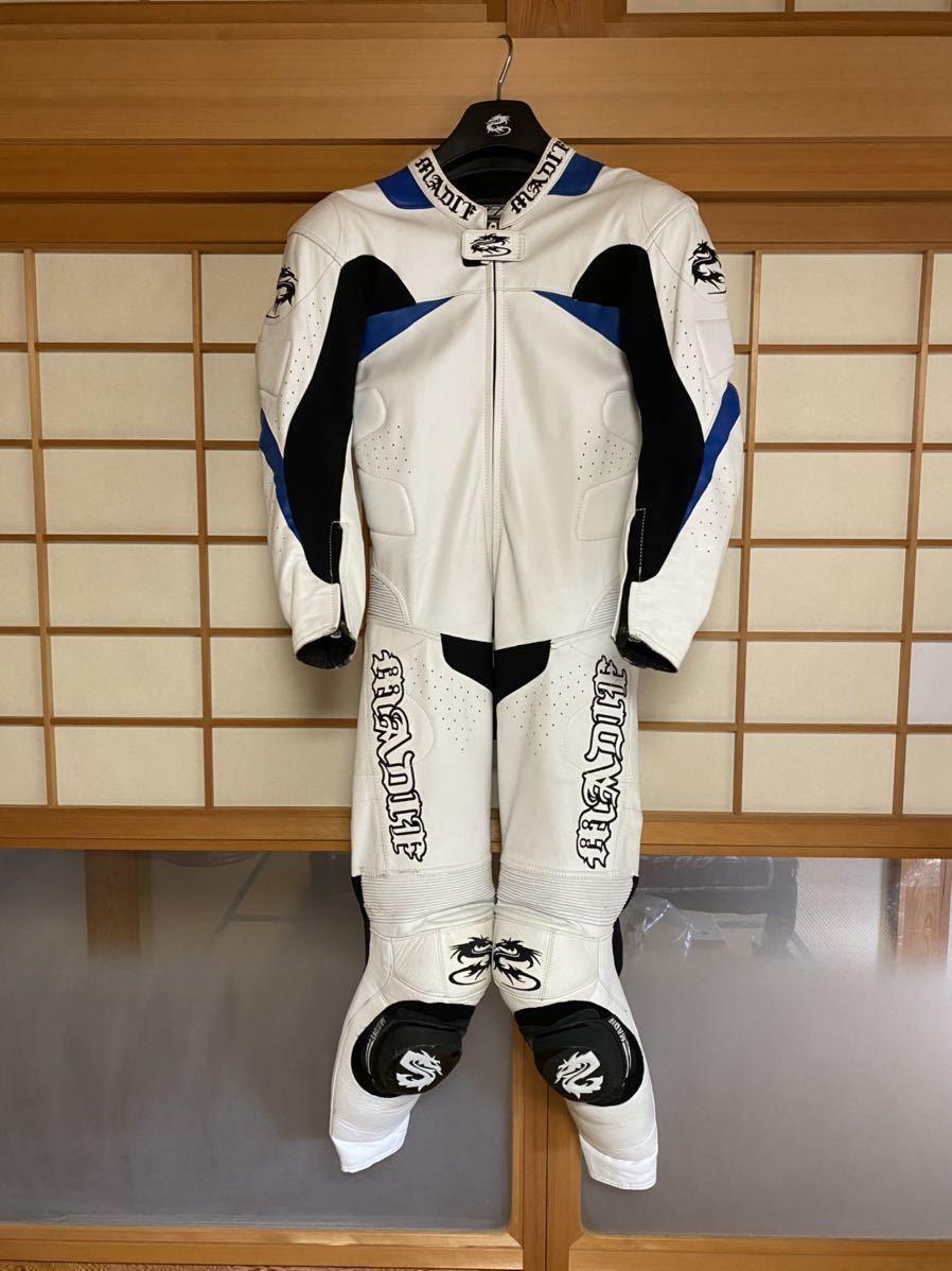 レーシングスーツ MADIF MADIF レーシングスーツ 革ツナギ 青⁄黒⁄白