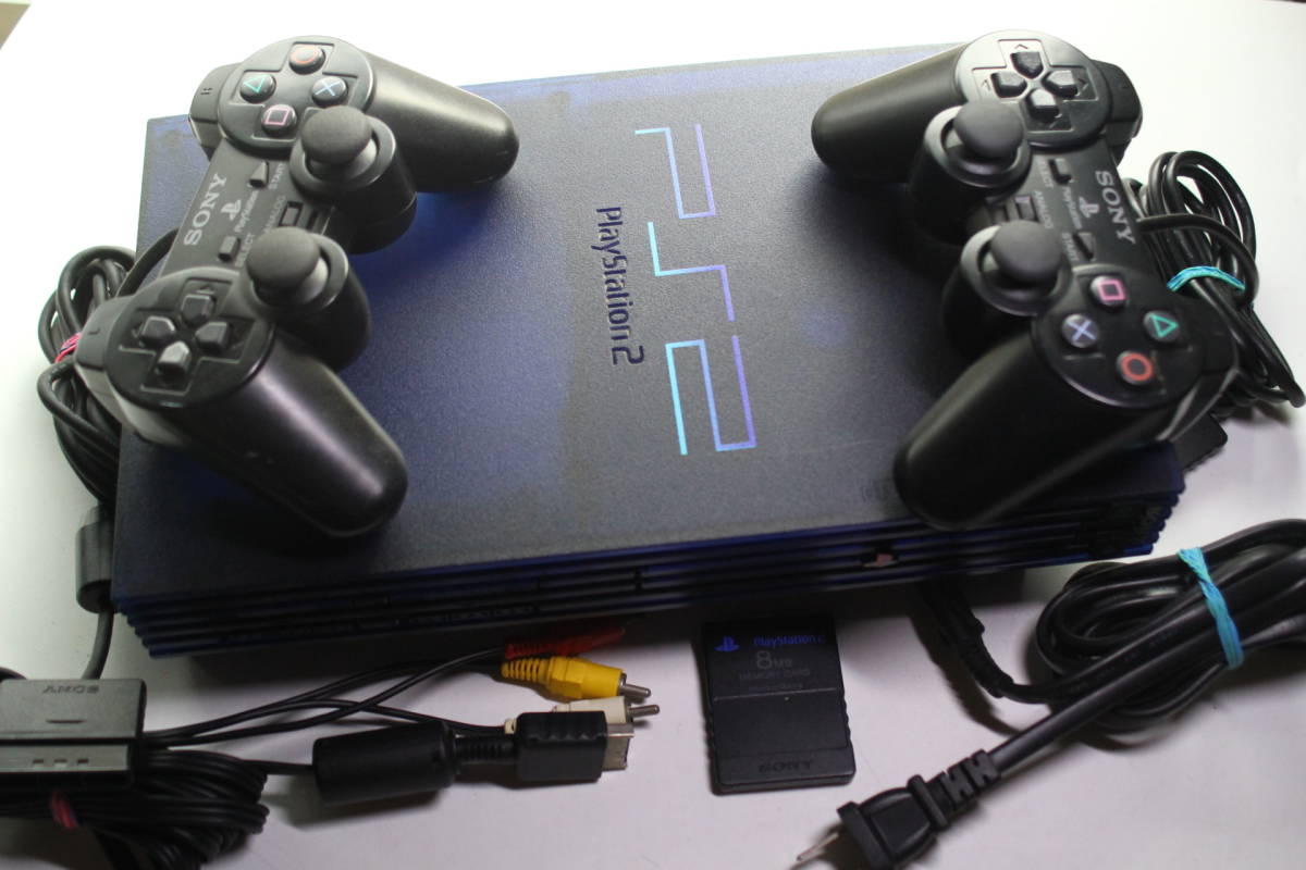SONY ソニーPS2本体セットSCPH-50000MB/NH　ミッドナイトブルー　電源コード/AVケーブル/メモリーカード/コントローラー付属A