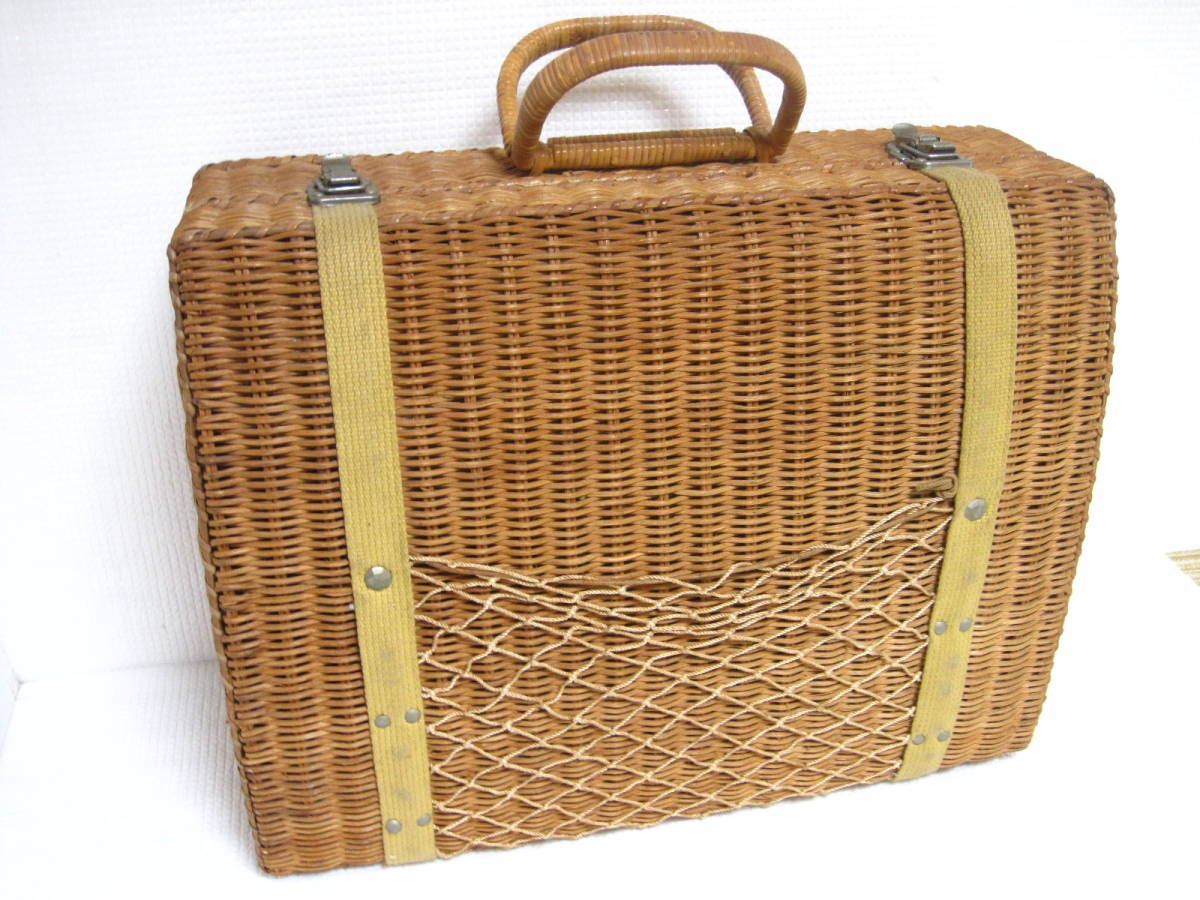 ◇籐バスケット◇籐編み 籐細工 昭和レトロ ピクニックに 収納に◇中古品