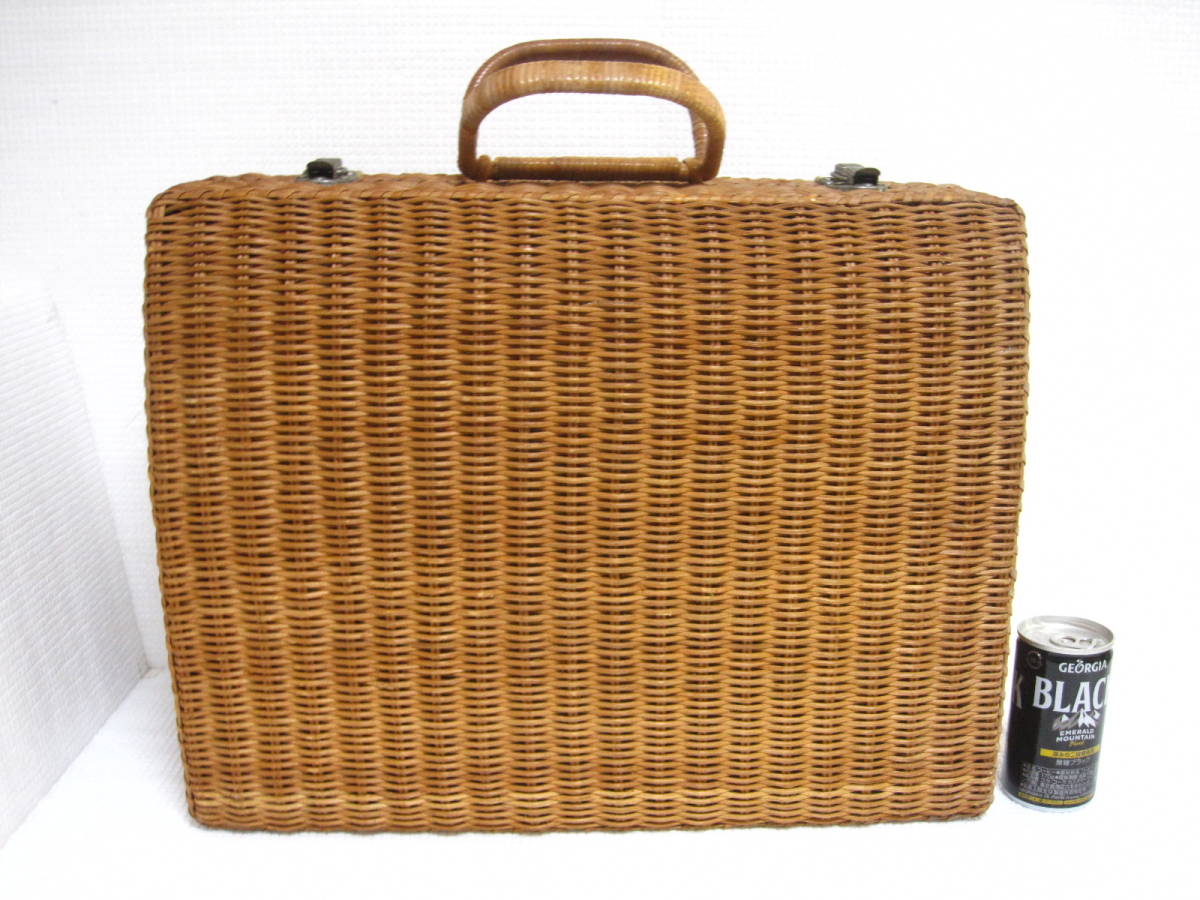 ◇籐バスケット◇籐編み 籐細工 昭和レトロ ピクニックに 収納に◇中古品