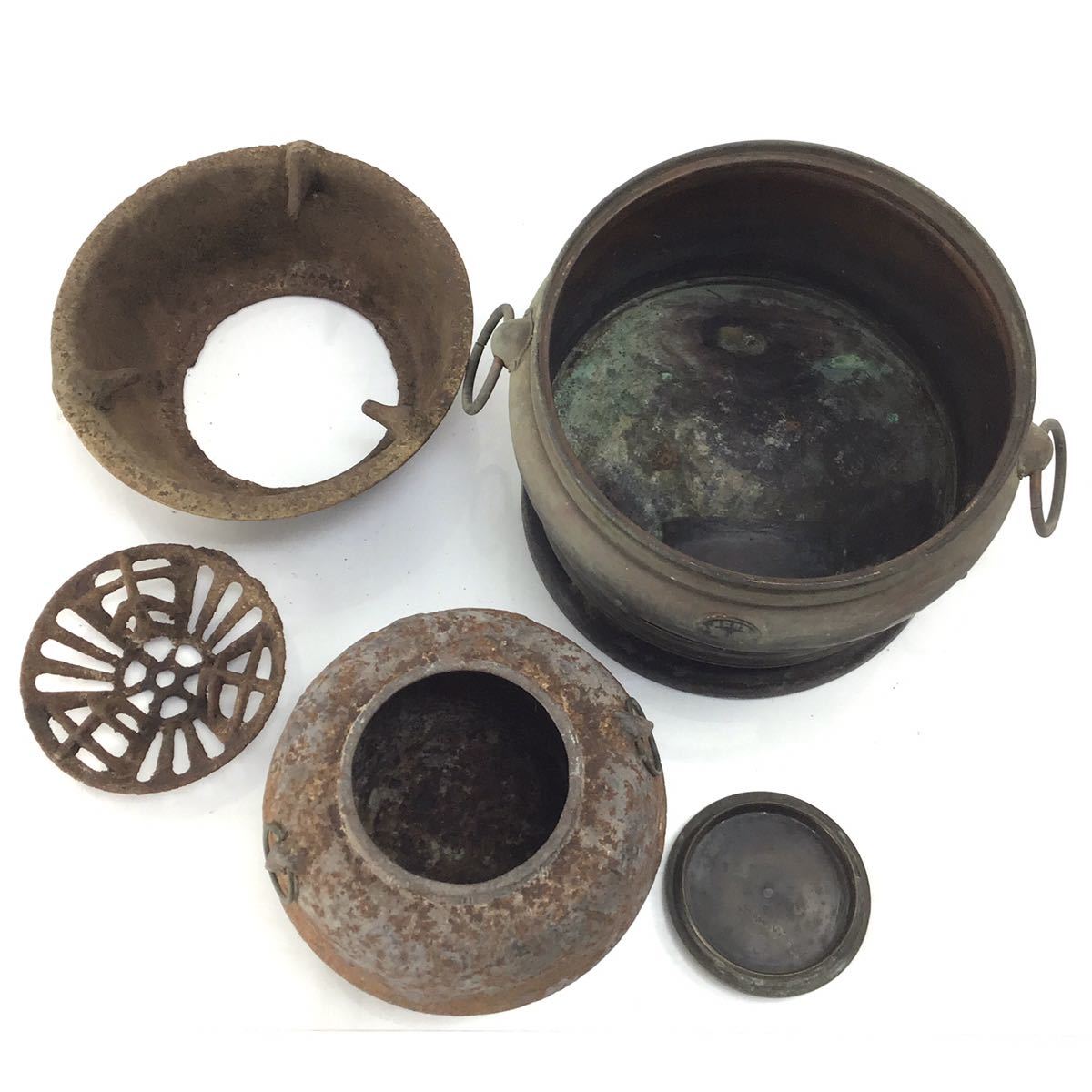 煎茶道具 鉄瓶 時代物 茶道具 銅蓋 在銘 湯沸 造 急須 茶器 鉄壺