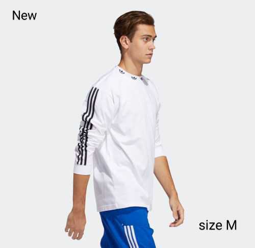 新品 M adidas originals ロンT 首ロゴ 白 adidas M ロンT FI 長袖Tシャツ（ロンT） スリー