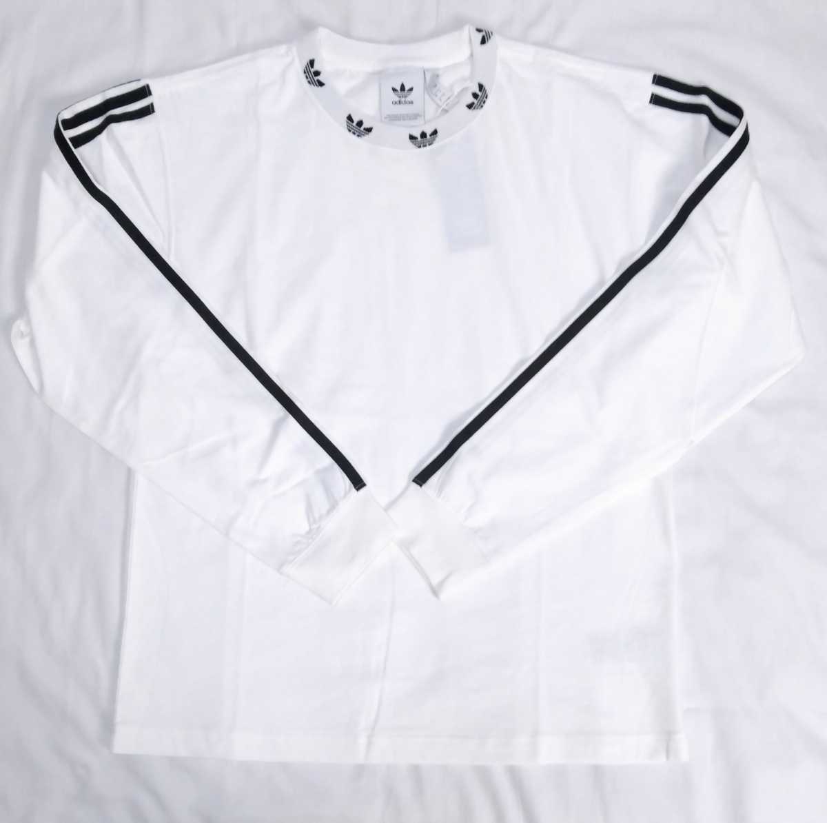 新品 M adidas originals ロンT 首ロゴ 白 adidas M ロンT FI 長袖Tシャツ（ロンT） スリー
