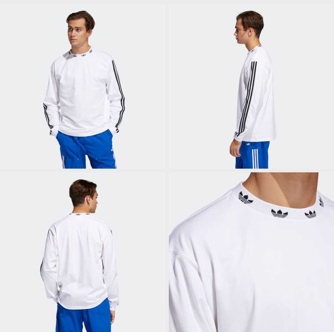 新品 M adidas originals ロンT 首ロゴ 白 adidas M ロンT FI 長袖Tシャツ（ロンT） スリー