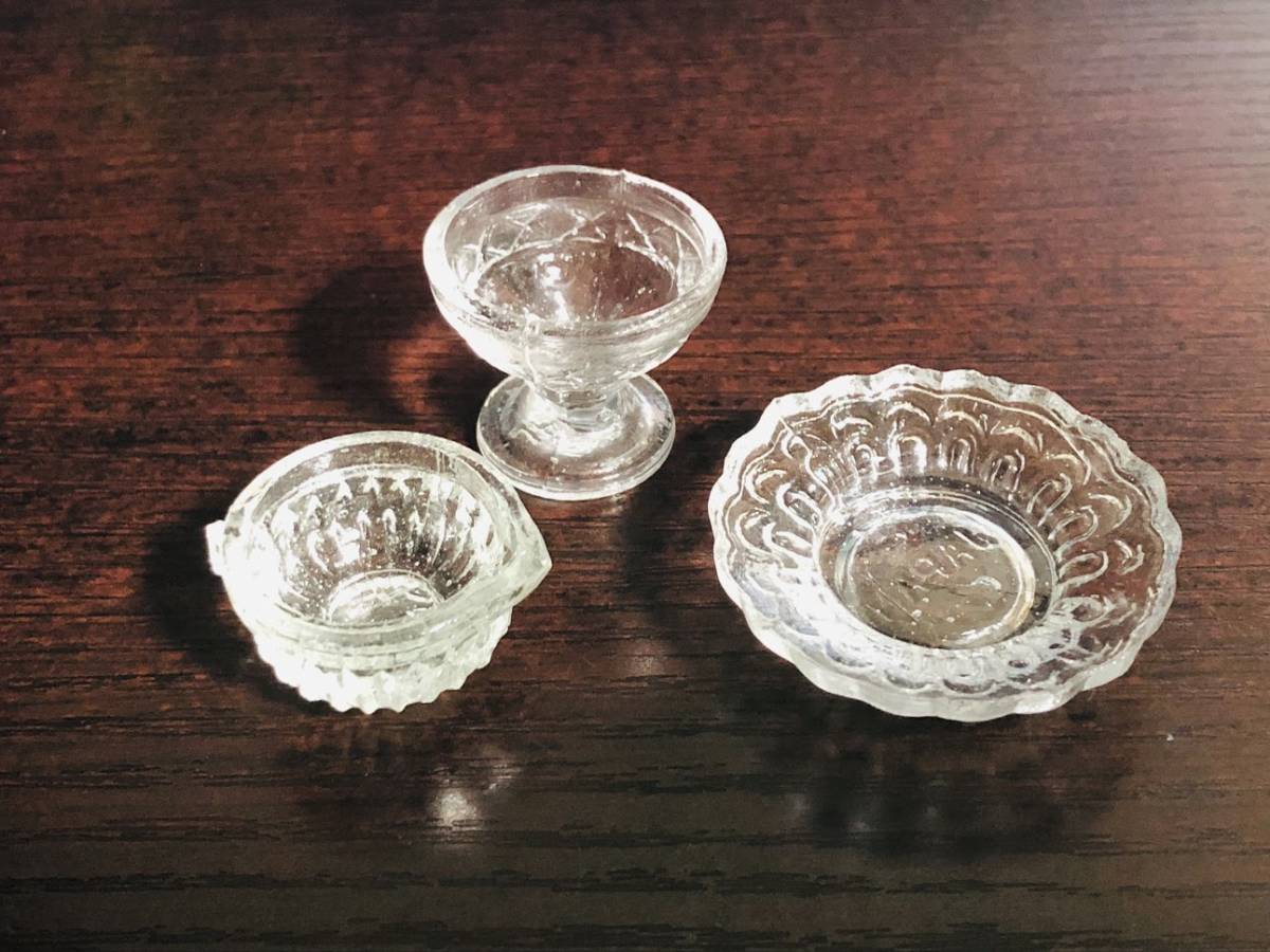 大正～昭和初期 ペロペロ ままごと 花型 透明の氷コップ カップ 