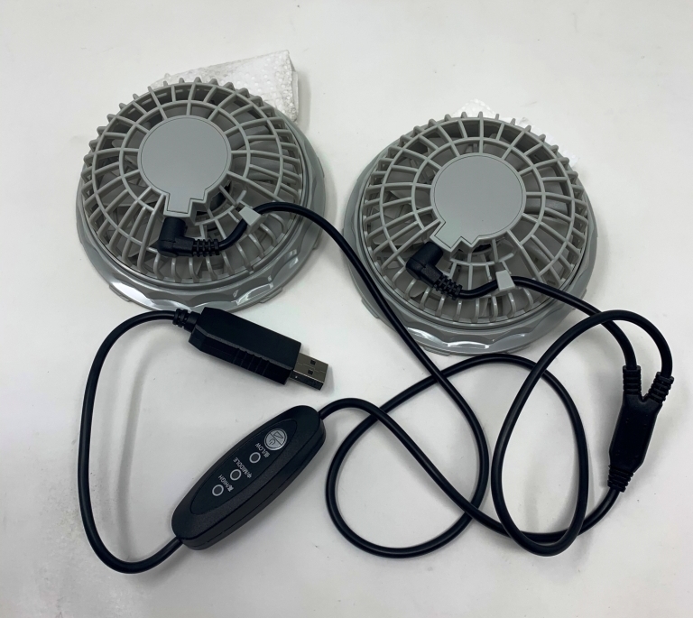 USB変換 5V→7.2Vスイッチ付き昇圧ケーブルとファン ３点セット 作業服 