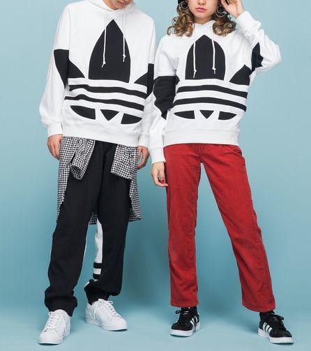 即決★正規品 タグ付 新品 L adidas アディダス オリジナルス スウェット パーカー ビッグトレフォイル メンズ 黒 ホワイト 白 FM9909 ロゴ 新品 O XL アディダス ADIDAS 白 黒 パーカー ビッグ ロゴ