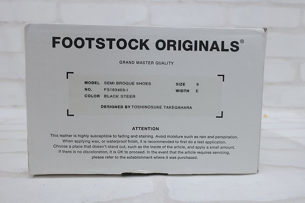 2S1731/未使用品 FOOTSTOCK ORIGINALS SEMI BROGUE SHOES フットストック セミブローグシューズ