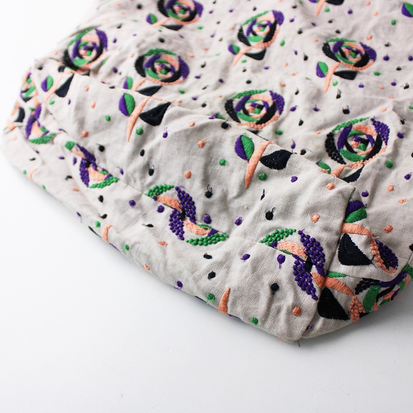 mina perhonen ミナペルホネン sand rose 刺繍 リネンボディバッグ(大