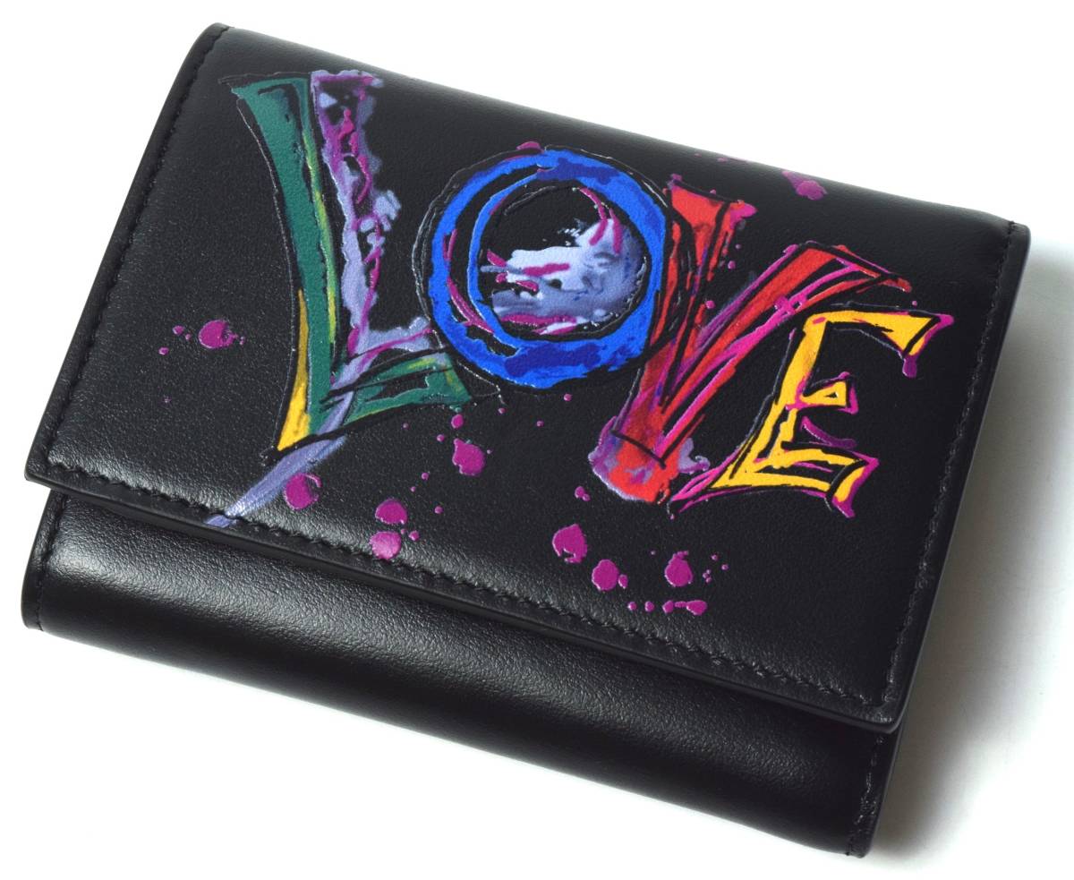 正規新品 クリスチャン ルブタン LOVE プリント 三つ折り レザー ミニ 
