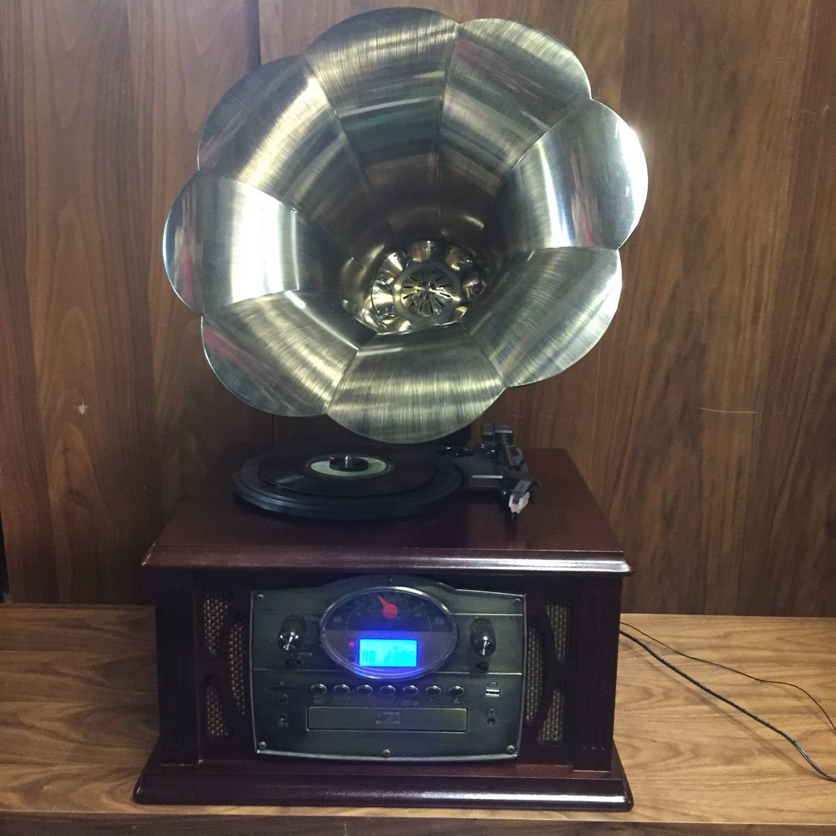 ポータブル蓄音機 アンティーク アンティーク蓄音機 ラジカセ レコードプレーヤー CD カセットテープ