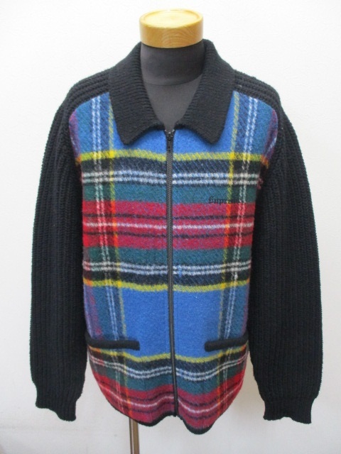 Supreme Plaid Front Zip Sweater black size L シュプリーム 18AW シュプリーム チェック柄 ジップアップ ニット セーター 黒