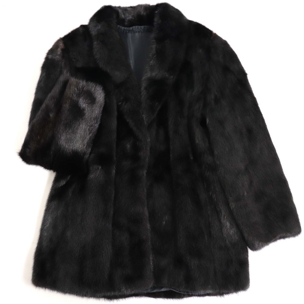 極美品▽定価95万円 MINK ミンク 裏地花柄刺繍入り 本毛皮コート 