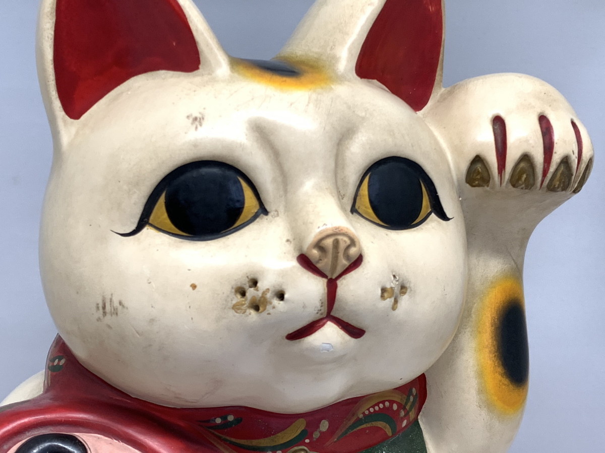 招き猫 貯金箱 昭和レトロ 置物 ヴィンテージ 縁起物 - アンティーク 