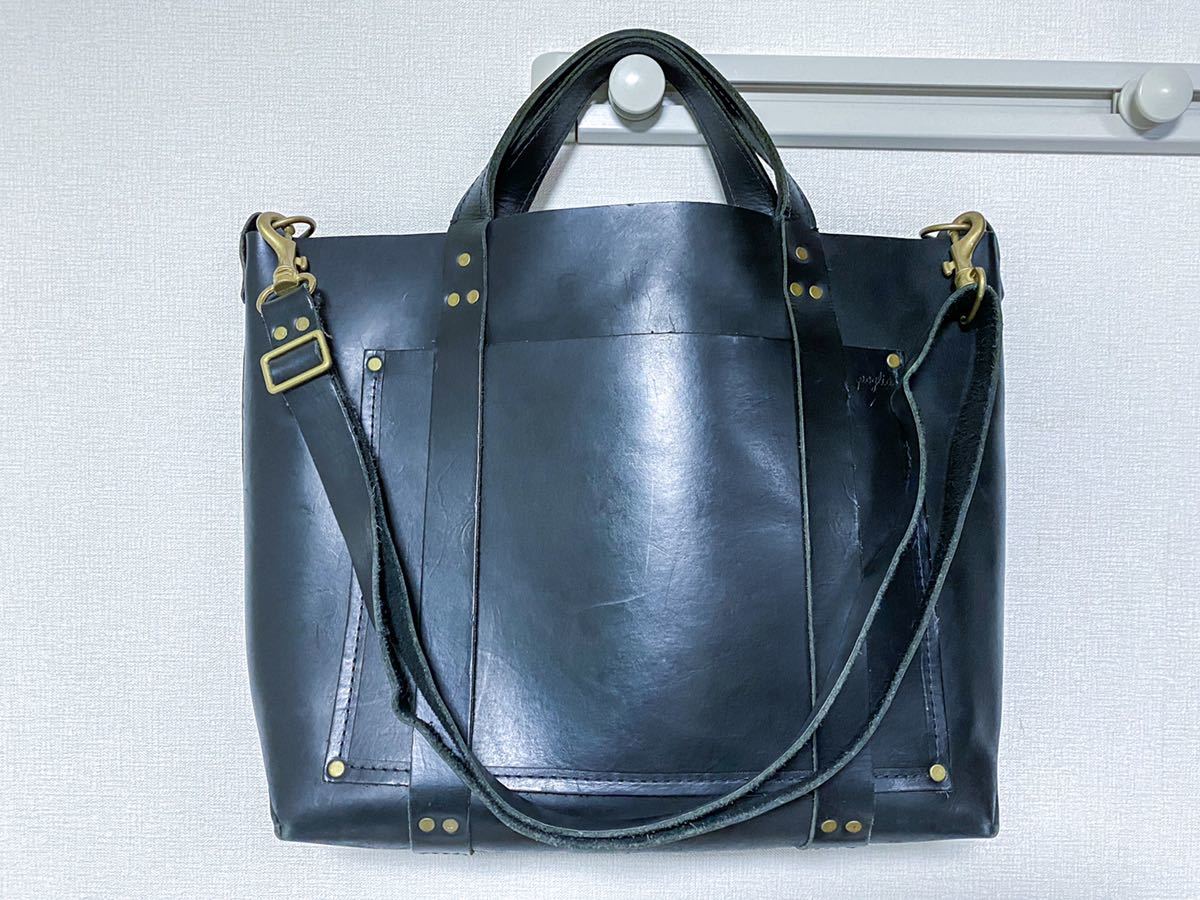 Poglia レザー トート ショルダーバッグ ブラック ハットホルダー 2way 