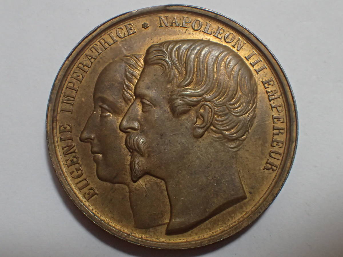 1858年 フランス ナポレオン3世 シェルブール騎馬像記念メダル フランス ナポレオン3世 1858年 シェルブールとグランバサンの鉄道開通