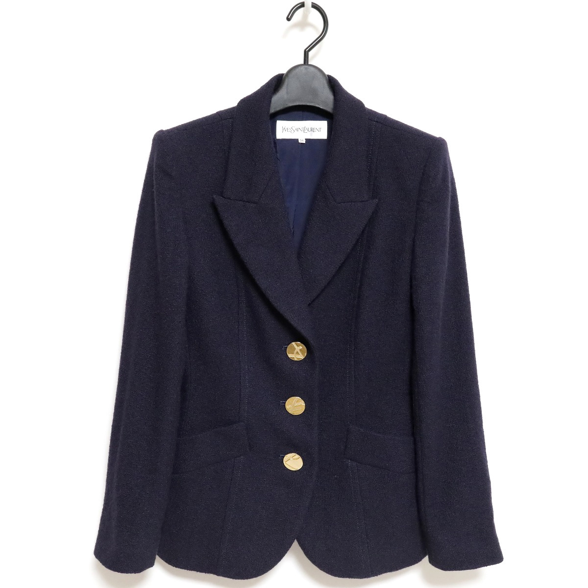 YVES SAINT LAURENT 金ボタン ウール テーラード ジャケット ネイビー 