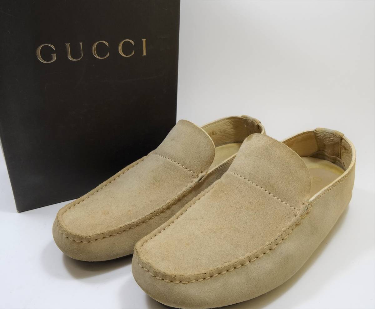 □GUCCI グッチ 110 0259 スエード レザー ローファー 40 1/2E 靴 革 