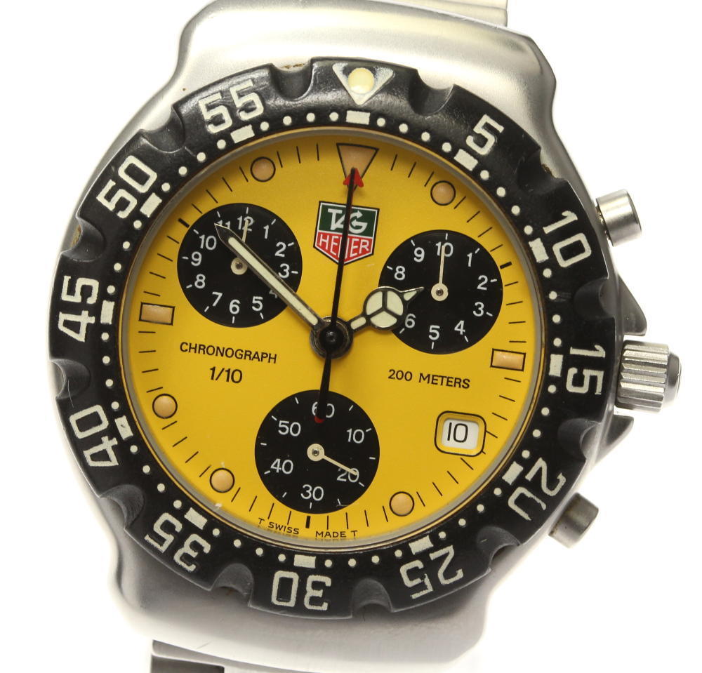 TAG HEUER 4000 クロノグラフ CA1212 黄文字盤 箱付 TAG HEUER】タグホイヤー フォーミュラ1 クロノグラフ CA1212-R0