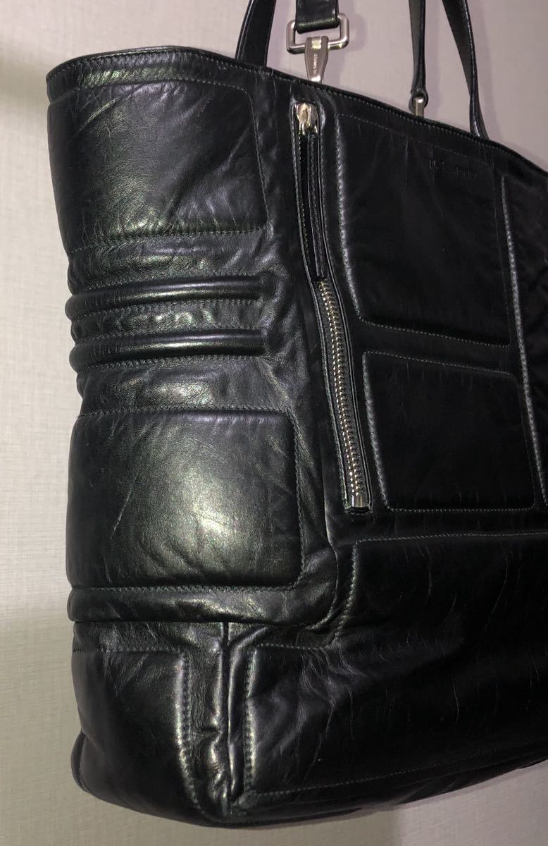 2002 JIL SANDER LEATHER EMBOSSED TOTE BAG 2000s ジルサンダー 