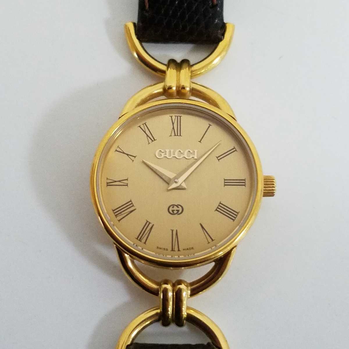 ☆GUCCI/グッチ 6000L クォーツ レディース腕時計 ローマン ゴールド