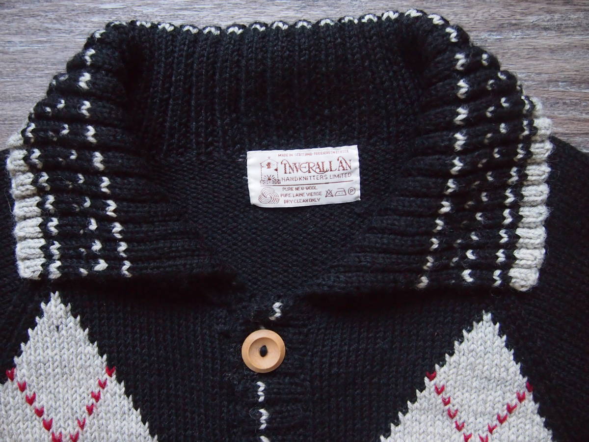 インバーアラン　INVERALLAN ニット　カーディガン　茶タグ　アーガイル インバーアラン INVERALLAN ニット カーディガン 茶タグ アーガイル