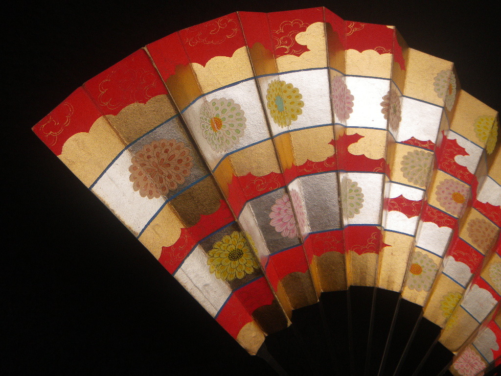 尺一 菊花 黒骨 舞扇 能扇 能楽 狂言 文楽芸能 仕舞 扇子 日舞 一尺一寸 能楽師 京都烏丸三条 十松屋福井扇舗(扇子)|売買された ...