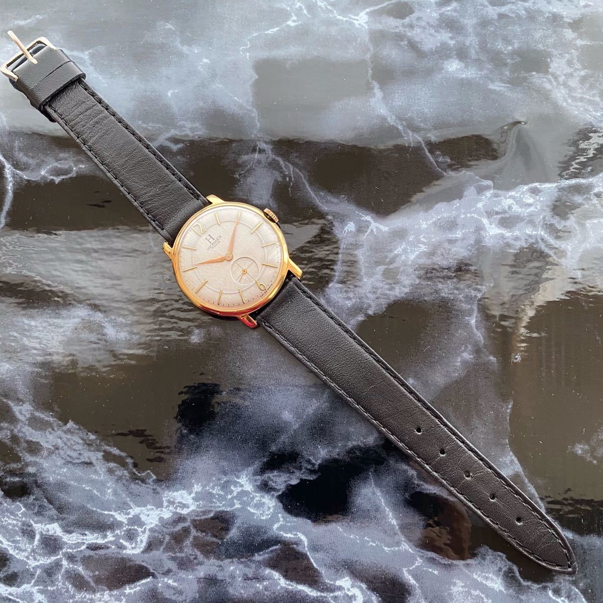 1円スタート【OH済み】エルメス □ HERMES 14KGP 1950年代 個性派 