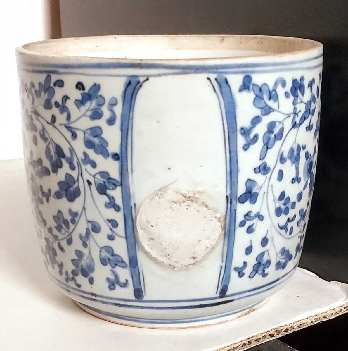 江戸期 古伊万里 染付 花唐草文 3.3寸 茶碗 江戸中期古伊万里