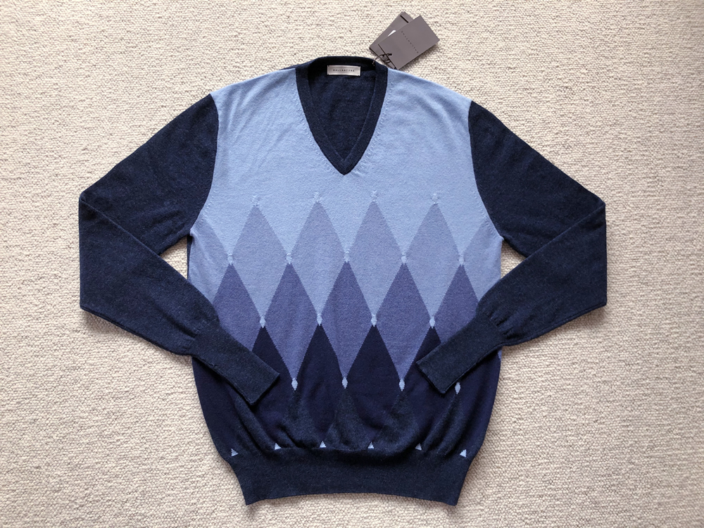 秋冬 伊製新品 BALLANTYNE バランタイン カシミヤ100%Vネックニット 15