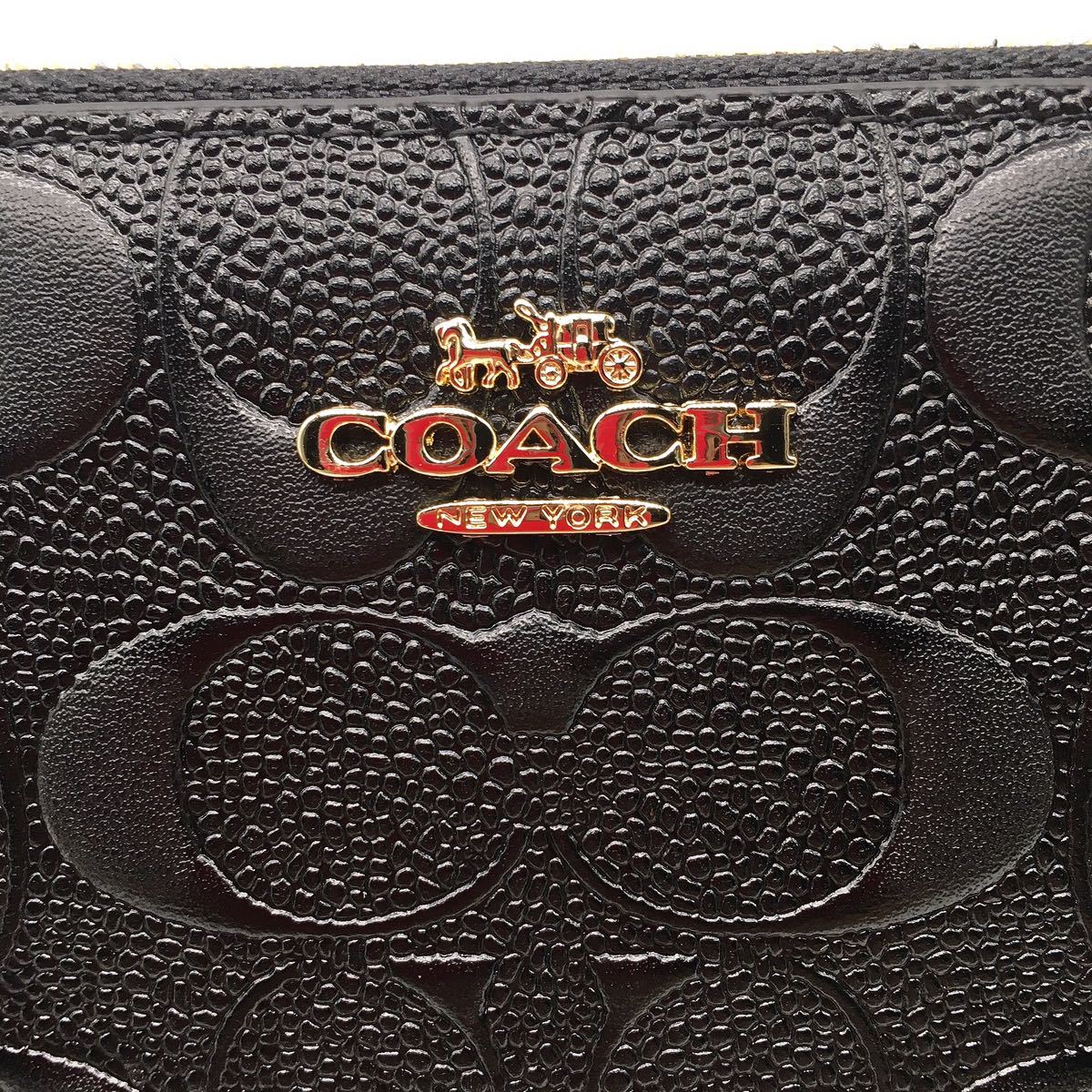 新品》COACH コーチ 長財布 F53834 エンボスドシグネクチャー ブラック
