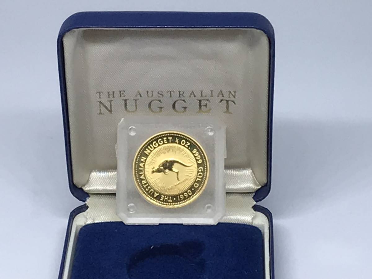 ☆K24 純金 1990年 ナゲット金貨 カンガルー金貨 1/2オンス 1/2oz FINE