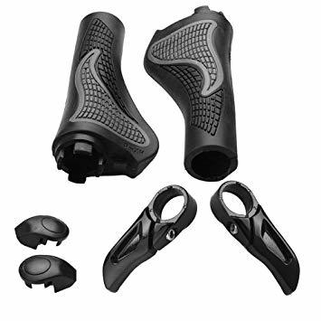 Bestgle左右セット エルゴ グリップ 自転車ハンドルグリップ ブラック 牛角式デザイン 角度調整可能 自転車用ハンドル 自_2