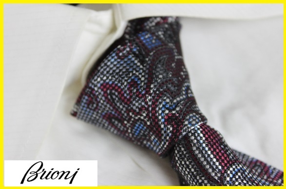 赤字超特価，正規品 ブリオーニ Brioni 100％シルクポケットチーフ付ペイズリー織柄ネクタイ タイ ボルドー(男性用)｜売買されたオークション情報、yahooの商品情報をアーカイブ公開 - オークファン 男性用