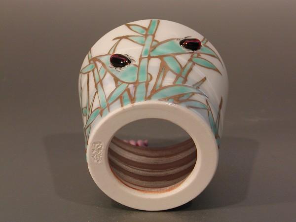 【未使用品】蓋置　色絵　芦と蛍の図 □茶道具□蓋置 芦と蛍の図、 高野昭阿弥作 共箱□新品□ 【公式通販】