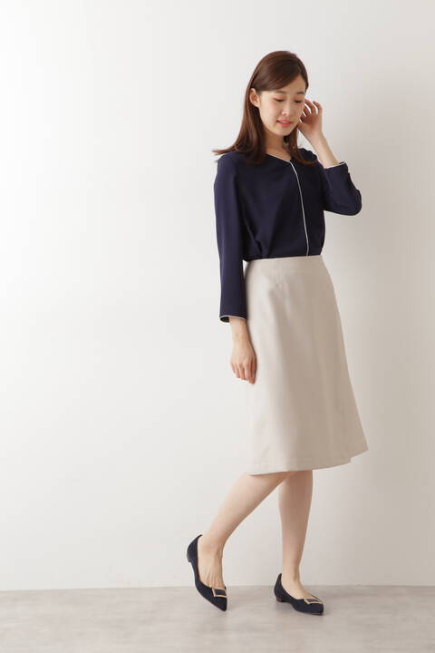 ナチュラルビューティーベーシック】【膝丈スカート】【ベージュ】【S  