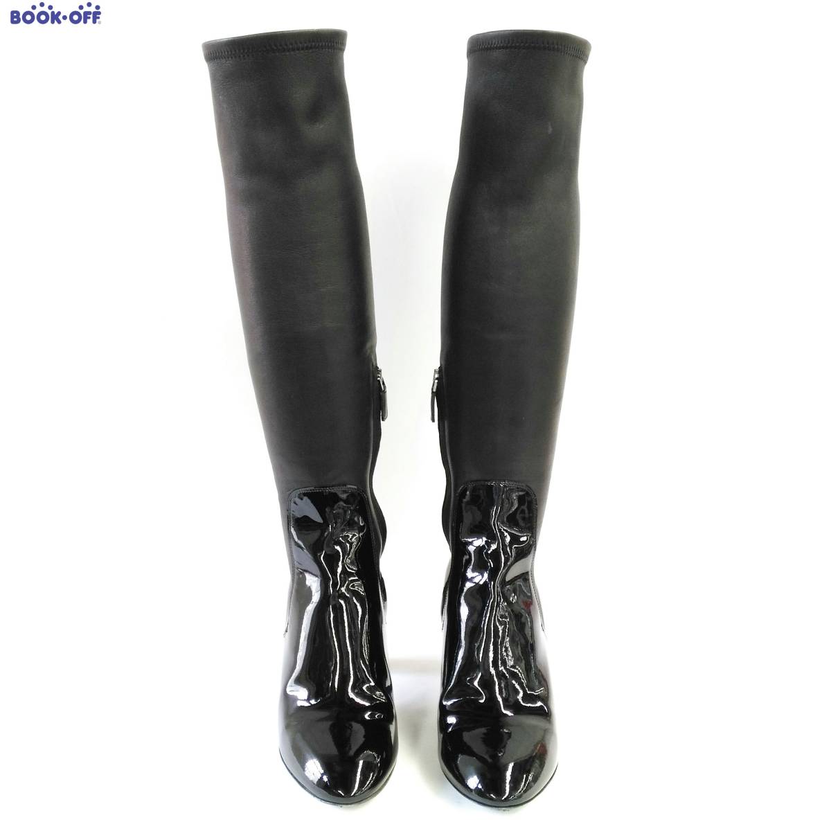 LOUIS VUITTON　ブラック　パテントレザー　ロングブーツ　エナメルブーツ　ブランドシューズ　Size:37 23.5cm LOUIS VUITTON パテントレザー スタートレイルライン パテントレザーレースアップシューズ パテントレザー公式