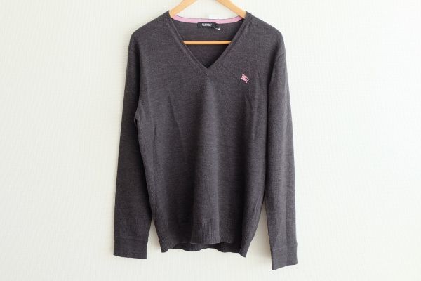  バーバリー ブラックレーベル Burberry BLACK LABEL Vネック ウール ニット size 3 グレー メンズ クリックポストOK 526622(トップス)｜売買されたオークション情報、yahooの商品情報をアーカイブ公開 - 男性用