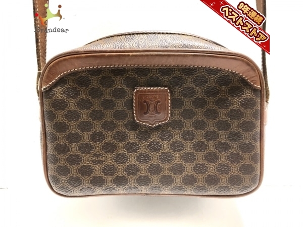 セリーヌ CELINE マカダム柄 ショルダーバッグ ブラウン 中古 PVC