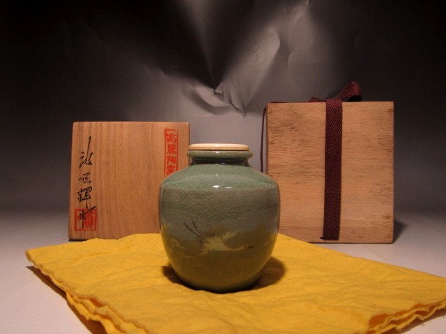 池順鐸 韓国人間国宝 高麗青磁茶入 貴重な逸品 s519 茶道具韓国 人間
