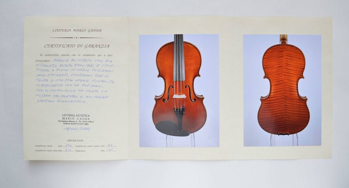 名器MarioGadda1991年製StefanoScarampellaモデル製作証明書付_6