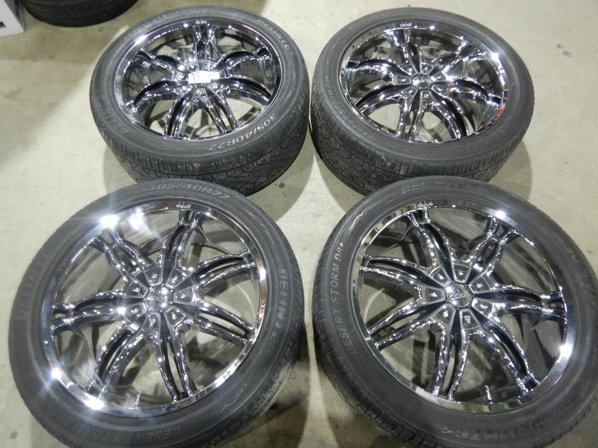 【1741F】ドルチェ 22インチ 9.5J +48 5H-150 DELINTE 305/40R22 114V 17年製 残り溝やく4mm ランクルなどに