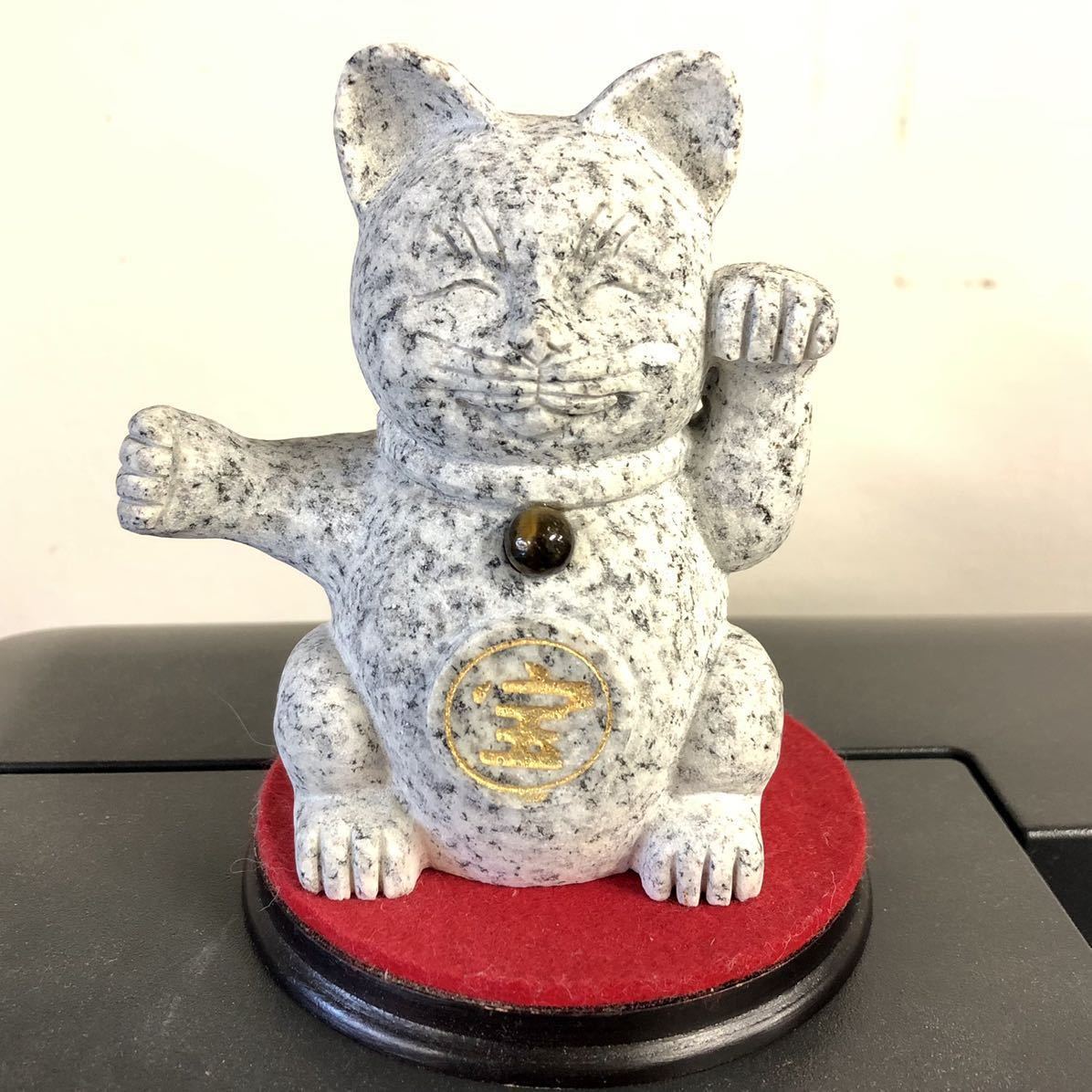 招き猫◯ネコ◯くじ猫大明神◯御影石◯虎目石◯石像◯石造◯石彫◯彫刻 