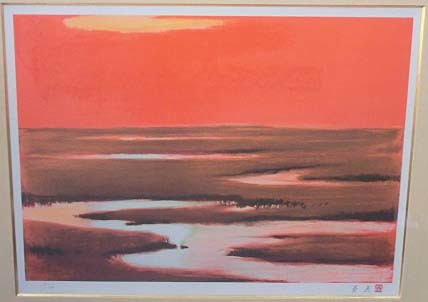 リトグラフ 岩橋英遠 作 「流水」50/200（額装／画家／版画） - Yahoo